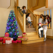 Load image into Gallery viewer, Artificial Christmas Tree with 2 Lighting Colors and 9 Flash Modes-6 ft