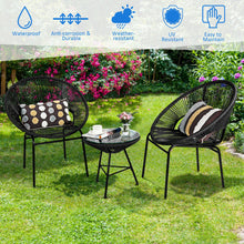 Load image into Gallery viewer, 3PCS Patio Acapulco Furniture Bistro Set with GlassTable-Black