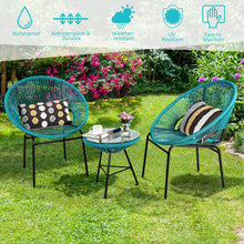 Load image into Gallery viewer, 3PCS Patio Acapulco Furniture Bistro Set with GlassTable-Turquoise