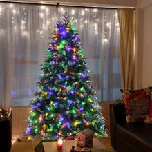 Load image into Gallery viewer, Pre-Lit Snowy Christmas Hinged Tree with Multi-Color Lights-7'