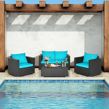 Load image into Gallery viewer, 4Pcs Patio Rattan Cushioned Furniture Set-Turquoise