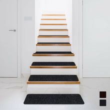 Load image into Gallery viewer, 15 Pieces 30 x 8 Inch Slip Resistant Soft Stair Treads Carpet-Black