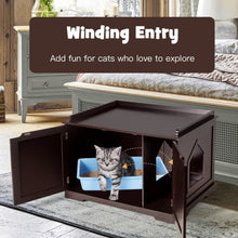 Load image into Gallery viewer, Cat Litter Box Enclosure with Double Doors for Large Cat and Kitty-Brown