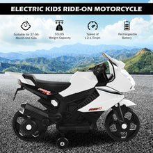 Load image into Gallery viewer, 6V Kids Ride on Motorbike with Training Wheels and Music-White