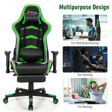 Load image into Gallery viewer, Massage LED Gaming Chair with Lumbar Support and Footrest-Green