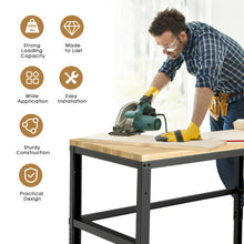 Load image into Gallery viewer, 48 Inch Adjustable Solid Oak Workbench with 2000lbs Heavy-Duty Capacity-Natural