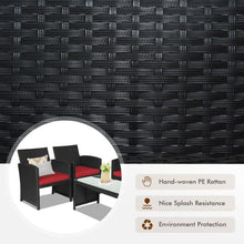 Load image into Gallery viewer, 4 Pcs Wicker Conversation Furniture Set Patio Sofa and Table Set-Red