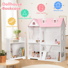 Load image into Gallery viewer, 2-Tier Dollhouse Bookcase with Sufficient Storage Space-Pink
