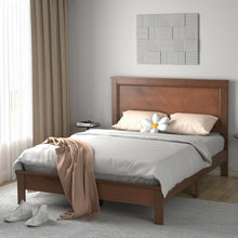 Load image into Gallery viewer, Full Size Platform Slat Bed Frame with High Headboard-Walnut