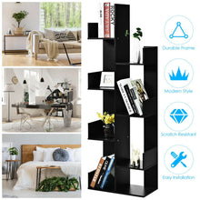 Load image into Gallery viewer, 8-Tier Bookshelf Bookcase with 8 Open Compartments Space-Saving Storage Rack -Black