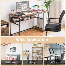 Load image into Gallery viewer, 55 Inch Computer Desk with Power Outlets and USB Ports for Home and Office-Rustic Brown