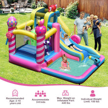 Load image into Gallery viewer, Sweet Candy Inflatable Bounce House with Water Slide and 480W Blower