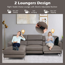 Load image into Gallery viewer, Leather Air Power Reclining Sectional Sofa with Adjustable Headrests-Gray