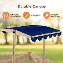 Load image into Gallery viewer, Kids Wooden Sandbox with Height Adjustable and Rotatable Canopy Outdoor Playset