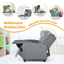 Load image into Gallery viewer, Ergonomic PU Leather Kids Recliner Lounge Sofa for 3-12 Age Group-Gray