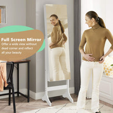 Load image into Gallery viewer, Standing Jewelry Cabinet with Full Length Mirror-White