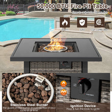 Load image into Gallery viewer, 32 Inch Square Propane Fire Pit Table with Lava Rocks Cover-Gray