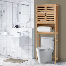Load image into Gallery viewer, Bamboo Over The Toilet Storage Cabinet Bathroom with Adjustable Shelf-Natural