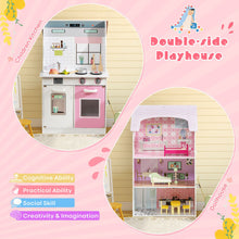 Load image into Gallery viewer, 2-In-1 Kids Kitchen Playset and Dollhouse with Accessories