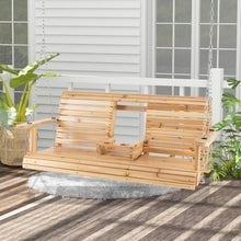 Load image into Gallery viewer, 5 Feet Porch Swing Chair with Adjustable Chains and Foldable Cup Holders