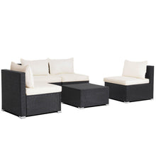 Load image into Gallery viewer, 5 Pieces Outdoor Patio Furniture Set with Cushions and Coffee Table