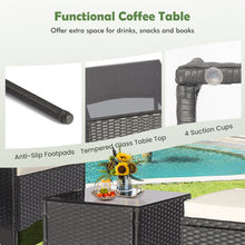 Load image into Gallery viewer, 5 Pieces Outdoor Wicker Sofa Set with Coffee Table and 2 Ottomans