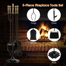 Load image into Gallery viewer, 31 inch 5 Pieces Metal Fireplace Tool Set with Stand-Bronze