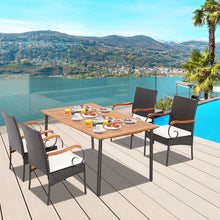 Load image into Gallery viewer, 5 Pieces Patio Wicker Dining Set with Detachable Cushion and Umbrella Hole