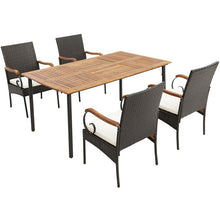 Load image into Gallery viewer, 5 Pieces Patio Wicker Dining Set with Detachable Cushion and Umbrella Hole