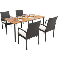 Load image into Gallery viewer, 5 Pieces Patio Wicker Cushioned Dining Set with Umbrella Hole