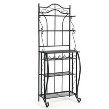 Load image into Gallery viewer, 5-Tier Metal Kitchen Baker's Rack with 5 Wine Bottles Rack
