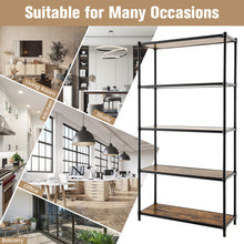 Load image into Gallery viewer, 5 Tiers 61 Inch Multi-use Bookshelf with Metal Frame-Black