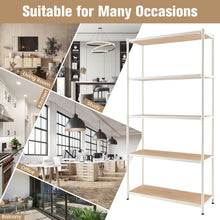 Load image into Gallery viewer, 5 Tiers 61 Inch Multi-use Bookshelf with Metal Frame-White