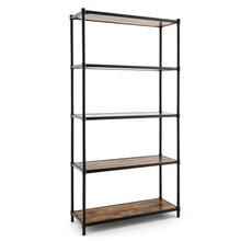 Load image into Gallery viewer, 5 Tiers 61 Inch Multi-use Bookshelf with Metal Frame-Black