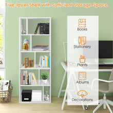 Load image into Gallery viewer, 66 Inch Tall 5 Tiers Wood Bookshelf with 10 Open Compartments-White