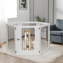 Load image into Gallery viewer, Freestanding 6-Panel Dog Gate with 4 Support Feet for Stairs-White