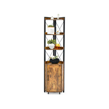 Load image into Gallery viewer, Tall Corner Storage Cabinet with 3-Tier Shelf and Enclosed Cabinet-Rustic Brown