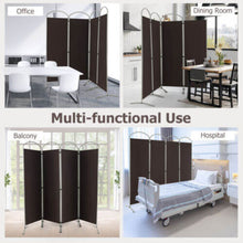Load image into Gallery viewer, 6.2Ft Folding 4-Panel Room Divider for Home Office Living Room -Brown