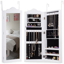 Load image into Gallery viewer, Wall Mounted Mirrored Jewelry Armoire Storage Organizer