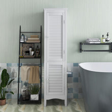 Load image into Gallery viewer, Tall Bathroom Floor Cabinet with Shutter Doors and Adjustable Shelf-White
