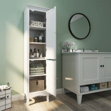 Load image into Gallery viewer, Tall Bathroom Floor Cabinet with Shutter Doors and Adjustable Shelf-White