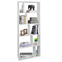 Load image into Gallery viewer, 66 Inch Tall 5 Tiers Wood Bookshelf with 10 Open Compartments-White