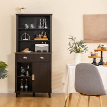 Load image into Gallery viewer, 67 inches Freestanding Kitchen Pantry Cabinet with Sliding Doors-Brown