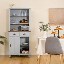 Load image into Gallery viewer, 67 inches Freestanding Kitchen Pantry Cabinet with Sliding Doors-Gray