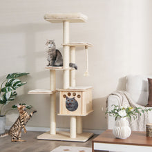 Load image into Gallery viewer, 67 Inch Modern Cat Tree Tower with Top Perch and Sisal Rope Scratching Posts-Natural