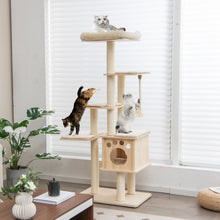 Load image into Gallery viewer, 67 Inch Modern Cat Tree Tower with Top Perch and Sisal Rope Scratching Posts-Natural