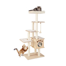 Load image into Gallery viewer, 67 Inch Modern Cat Tree Tower with Top Perch and Sisal Rope Scratching Posts-Natural