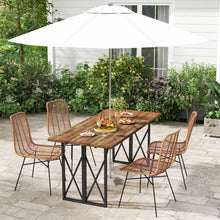 Load image into Gallery viewer, 67 Inch Patio Rectangle Heavy-Duty Acacia Wood Dining Table with Metal Legs and Umbrella Hole