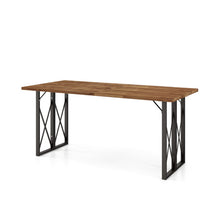 Load image into Gallery viewer, 67 Inch Patio Rectangle Heavy-Duty Acacia Wood Dining Table with Metal Legs and Umbrella Hole