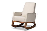 Load image into Gallery viewer, Baxton Studio Yashiya Mid-century Retro Modern Light Beige Fabric Upholstered Rocking Chair